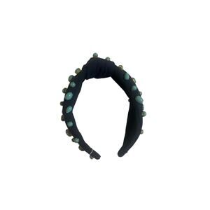 Navy Jeweled Knotted Headband 💎✨